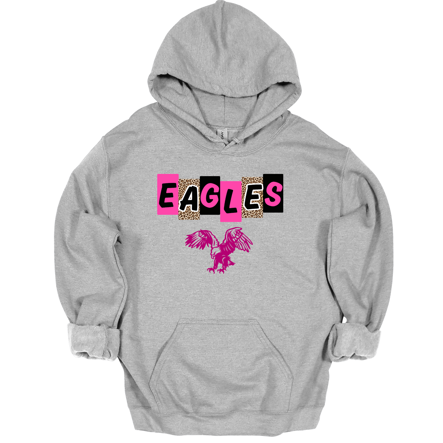 PINK EAGLES Leopard Letter Blocks Graphic Apparel | Youth Spirit Wear