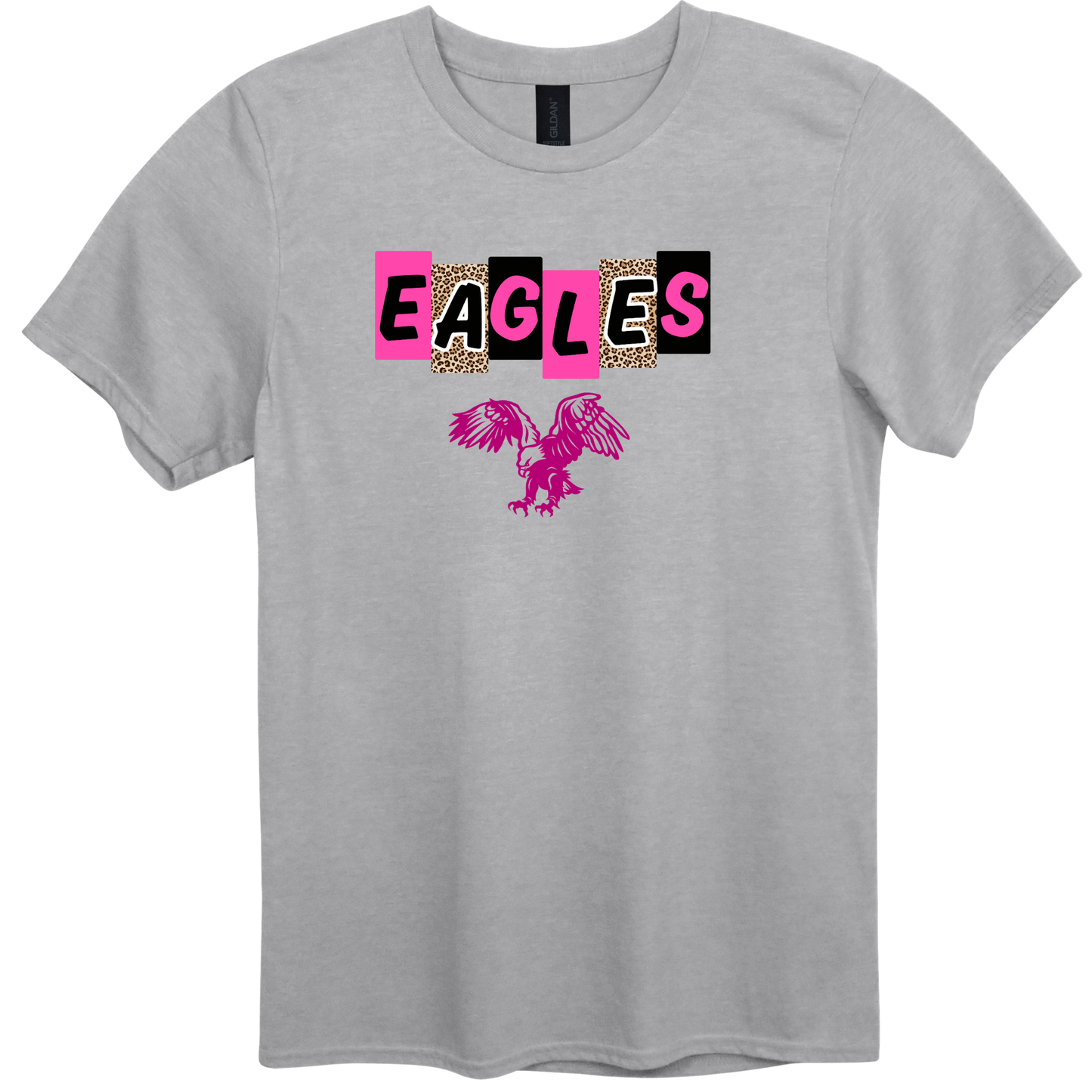 PINK EAGLES Leopard Letter Blocks Graphic Apparel | Youth Spirit Wear