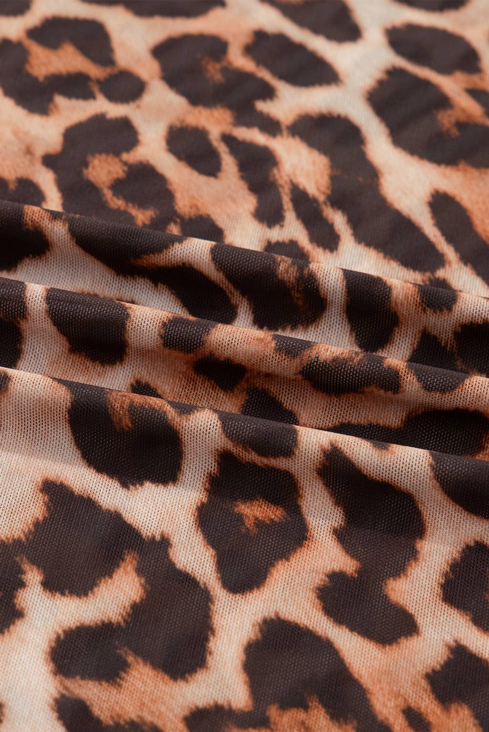 Leopard Mock Neck Mesh Top