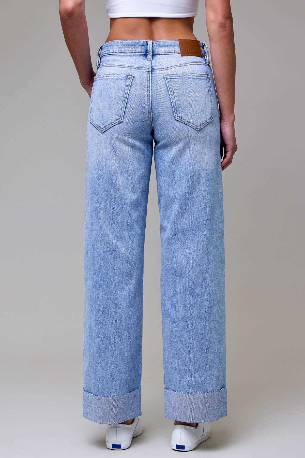 Mid Rise LOGAN Dad Jeans with Raw Hem