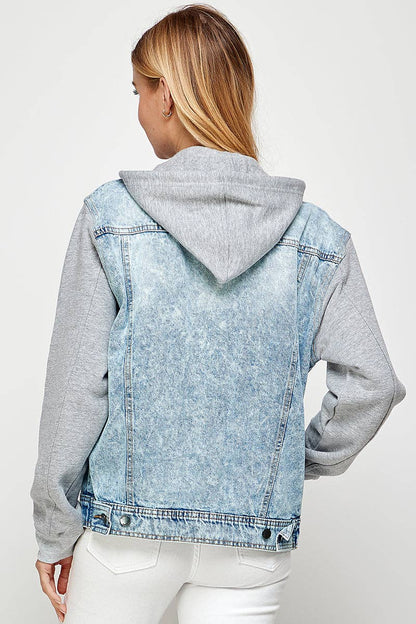 Women's  Denim Hoodie Jacket: LIGHT WASH
