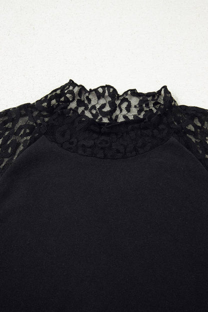 Leopard Patchwork Long Sleeve - Black