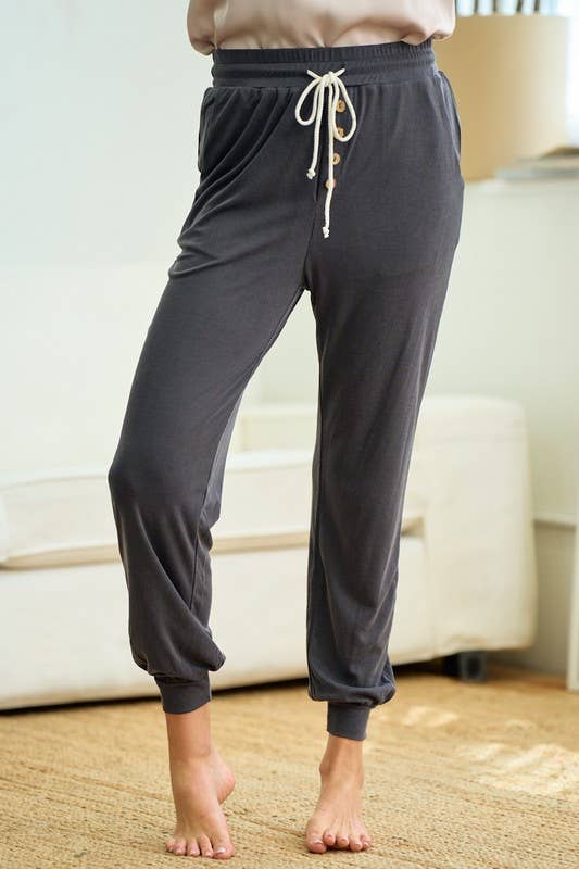 Comfortable Knit Jogger, Slant Pocket - Charcoal