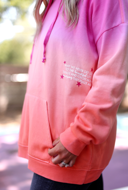 How Lucky Are We-Hoodie Dip Dye Pink