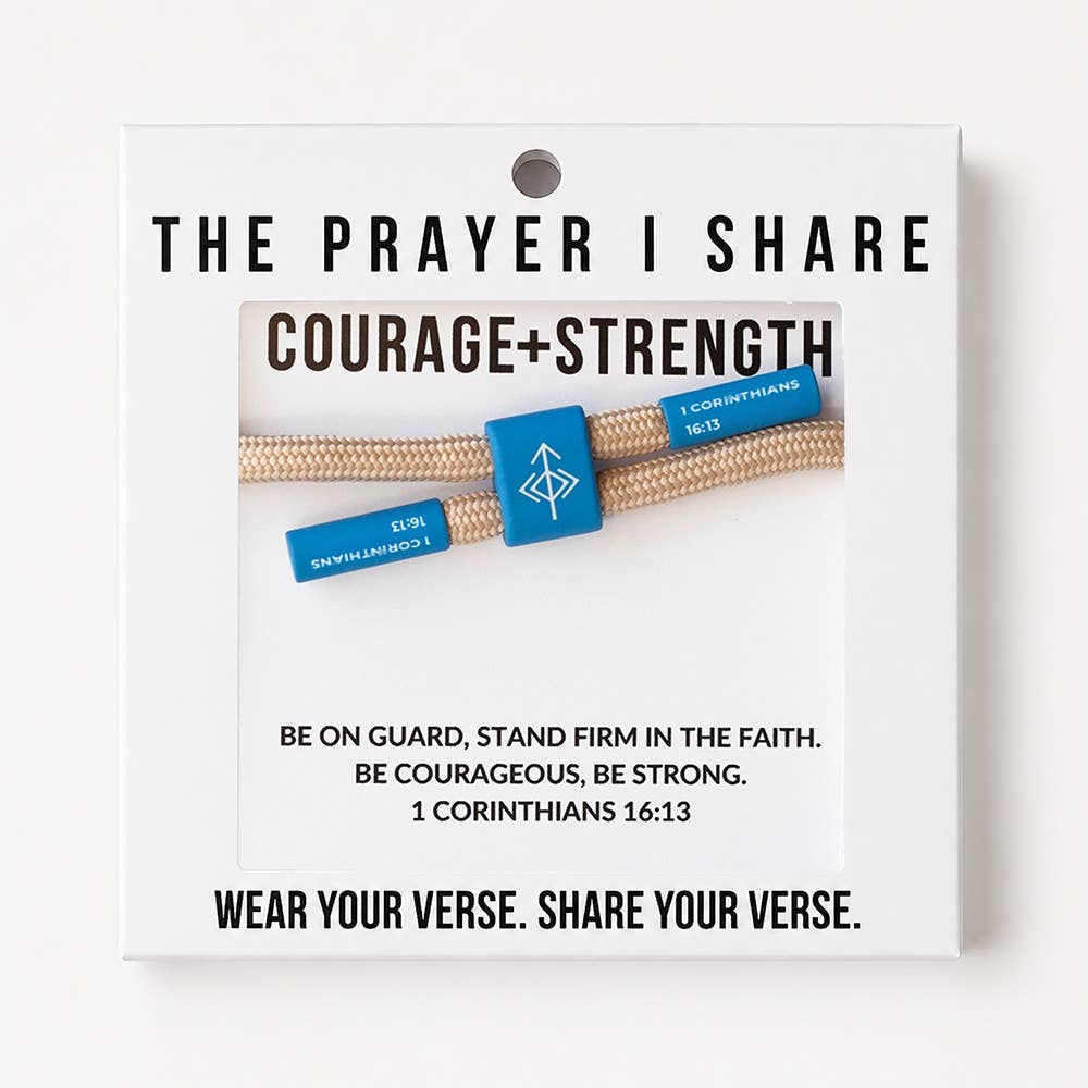 COURAGE + STRENGTH Christian Cord Bracelet, Bible Verse Gift