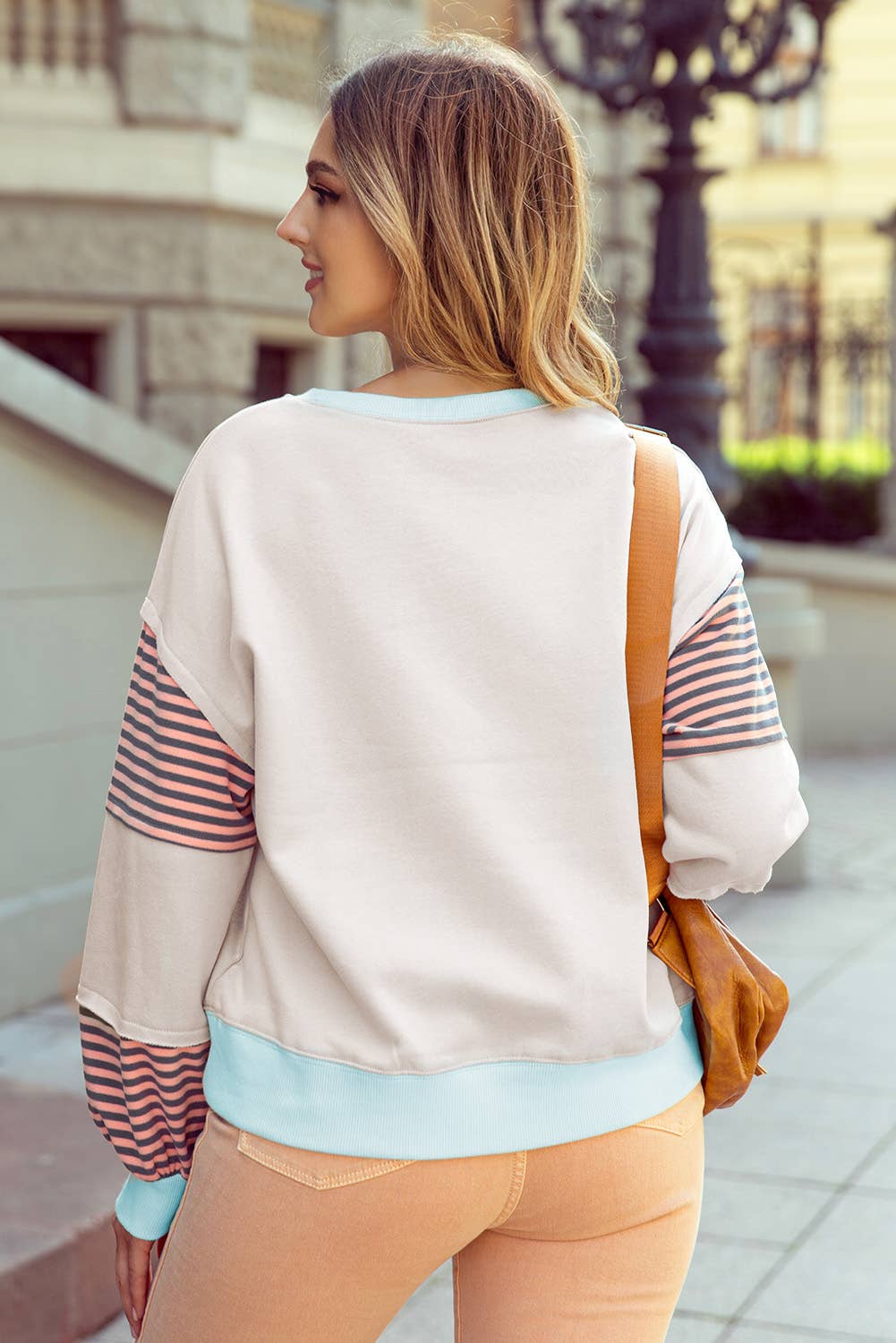 Striped Colorblock Patchwork Sweatshirt