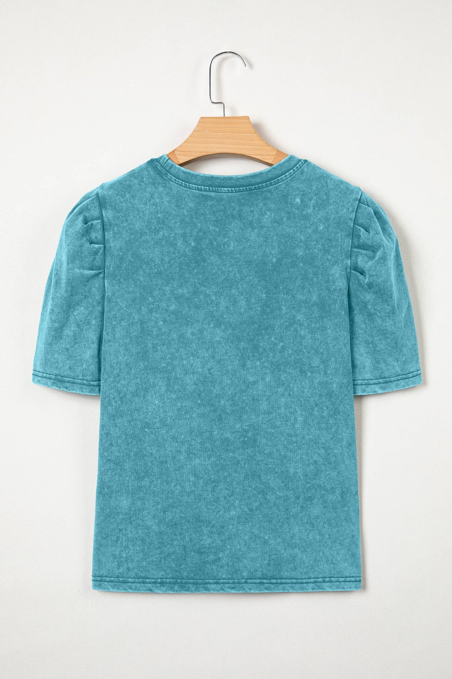 Western Embroidered Puff Sleeve Tee Turquoise