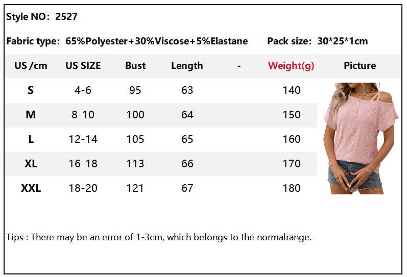 One Shoulder Short Sleeve Top Women: Light pink