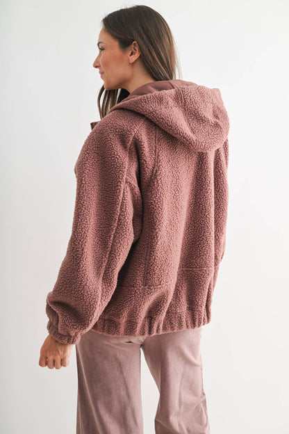 Alpine Fleece Zip Up Hoodie: ROSE TAUPE