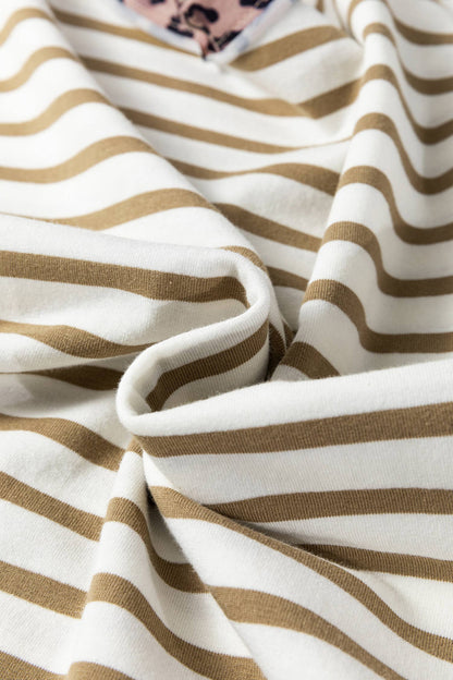 Stripe Leopard Round Neck