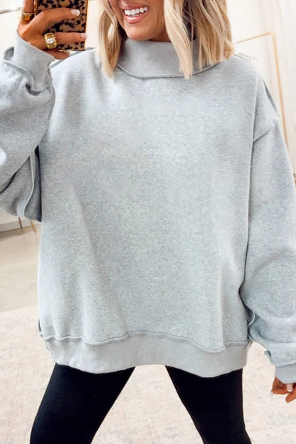 Oversize Reversible Mock Neck: Grey