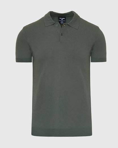 Short Sleeve Sweater Polo Shirt | Moss