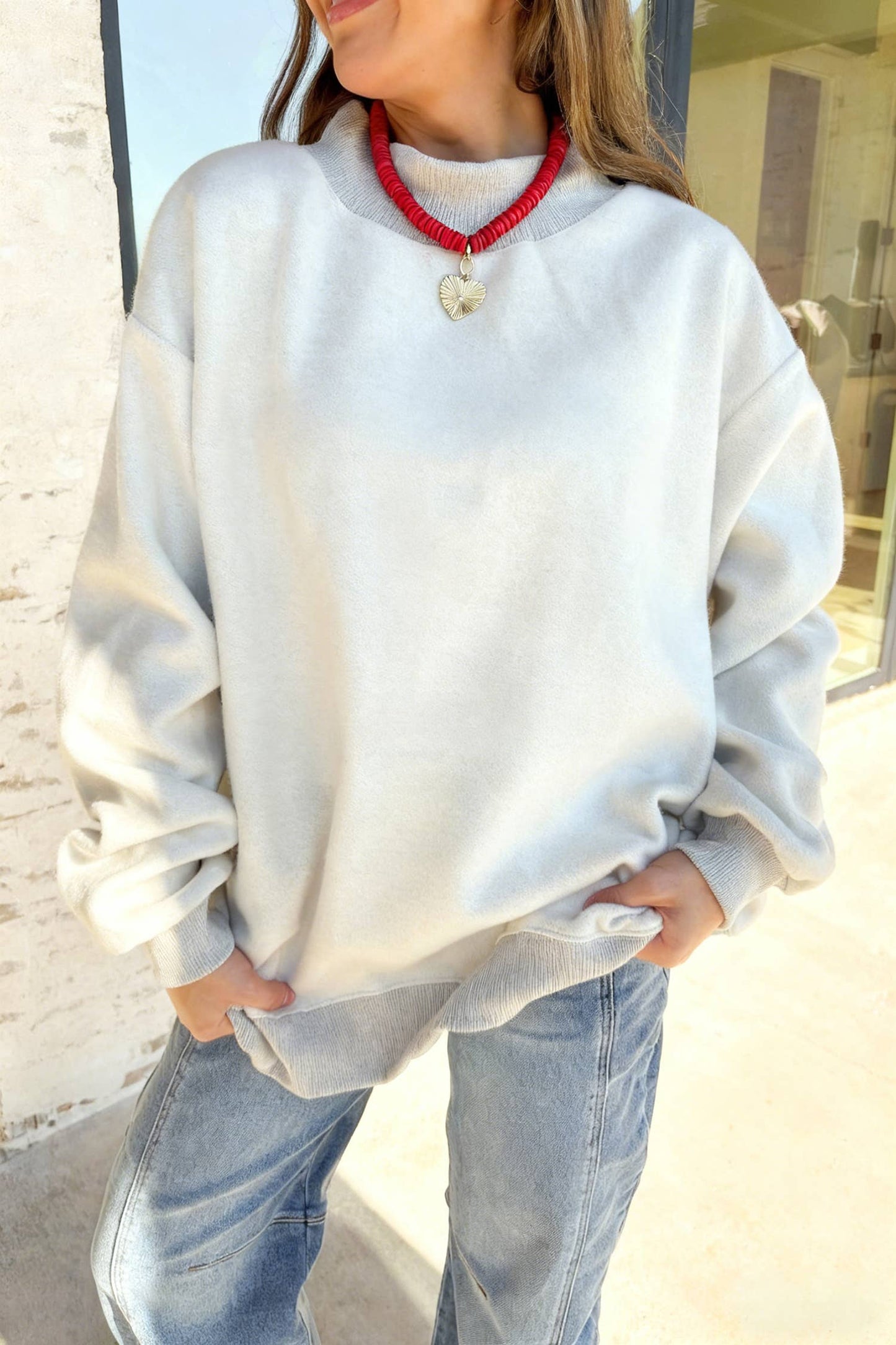 Oversize Reversible Mock Neck: Grey