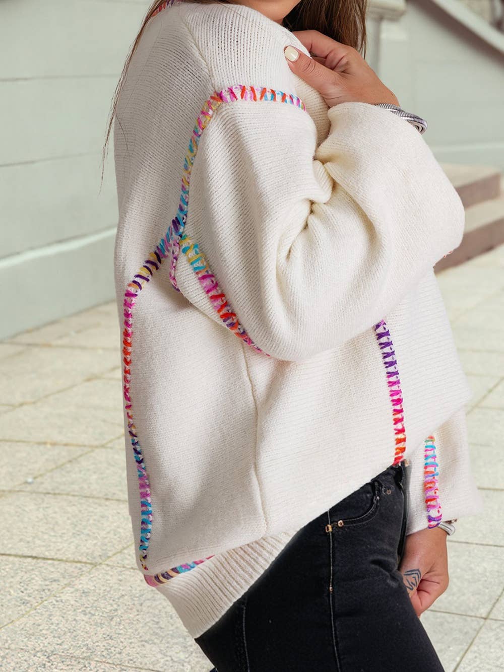 Color Block Stitching Sweater